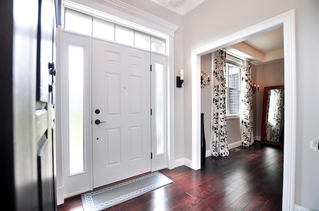 419 Briarwood Dr, Manchester, CT 06040 - foyer featuring plenty of natural light and dark wood finished floors