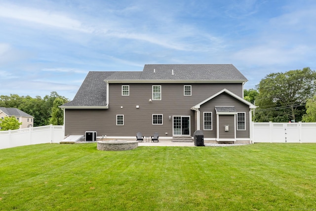 11 Mariani Dr, Southington, CT 06489 - rear view of house with a patio, a fenced backyard, a shingled roof, and entry steps