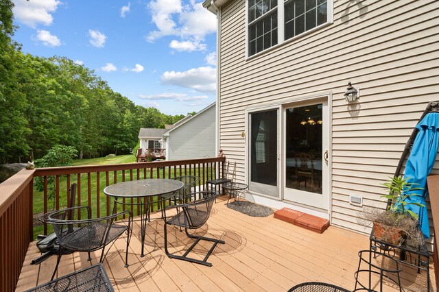 2 Spinnaker Dr Unit 2, East Lyme, CT 06357 - deck with outdoor dining area and a lawn