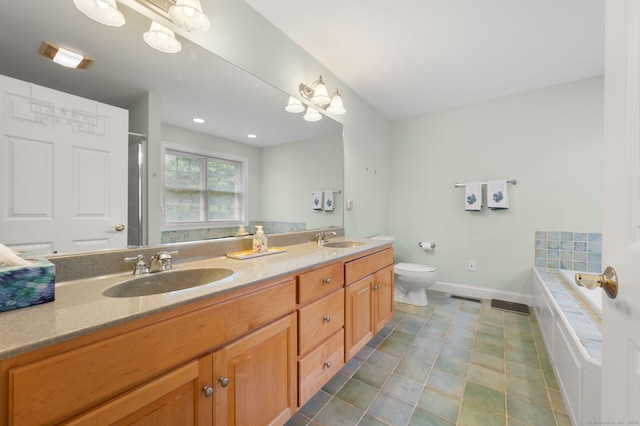 2 Spinnaker Dr Unit 2, East Lyme, CT 06357 - full bathroom featuring double vanity, a garden tub, and tile patterned flooring