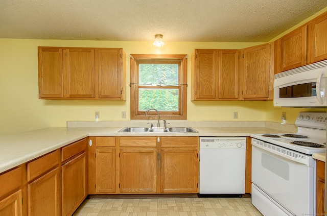 132 Wade Rd, Pomfret, CT 06259 - kitchen featuring white appliances, light countertops, a textured ceiling, and light flooring