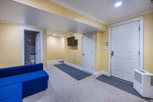 70 Albemarle St, Bridgeport, CT 06606 - interior space with carpet flooring, ornamental molding, and recessed lighting