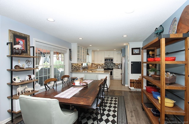 362 Main St, Meriden, CT 06451 - dining space with dark wood finished floors and recessed lighting