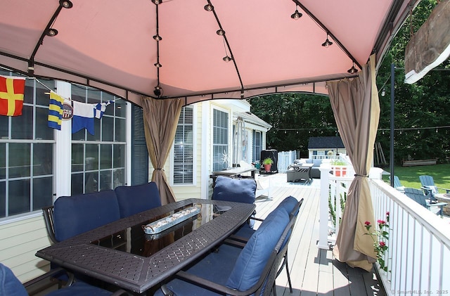 362 Main St, Meriden, CT 06451 - wooden deck with a gazebo and outdoor dining space