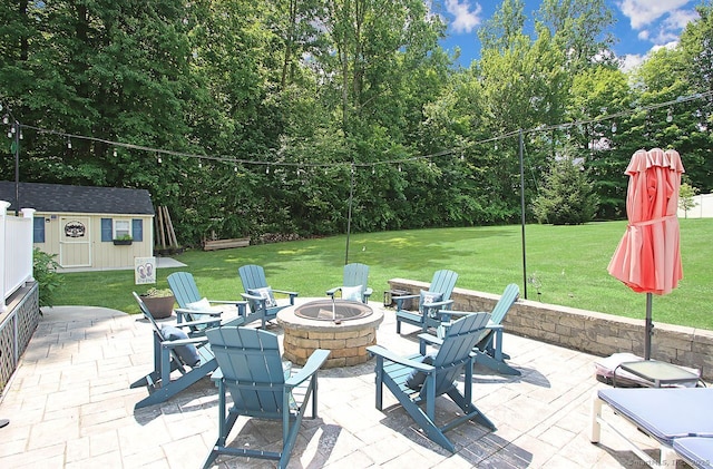 362 Main St, Meriden, CT 06451 - view of patio with a fire pit and a storage unit