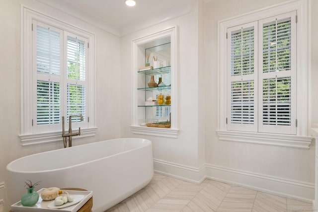 354 S Ave, New Canaan, CT 06840 - full bath featuring a freestanding bath and baseboards