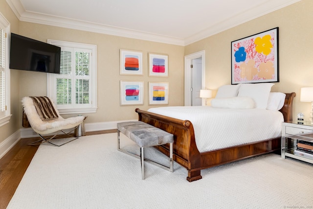 354 S Ave, New Canaan, CT 06840 - bedroom featuring ornamental molding and wood finished floors