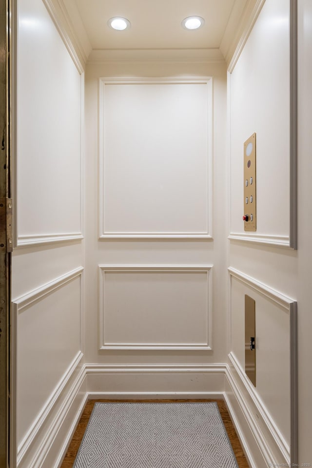 354 S Ave, New Canaan, CT 06840 - elevator featuring wood finished floors and recessed lighting