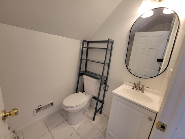 87 Fairview Ave, West Haven, CT 06516 - bathroom with vanity, tile patterned floors, and vaulted ceiling