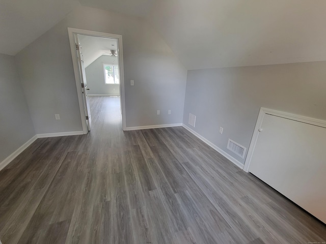 87 Fairview Ave, West Haven, CT 06516 - bonus room with lofted ceiling, dark wood-style flooring, and ceiling fan