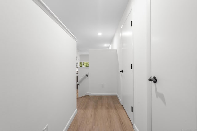 16 Pine Orchard Rd Apt 18, Branford, CT 06405 - hall featuring an upstairs landing, light wood finished floors, and recessed lighting