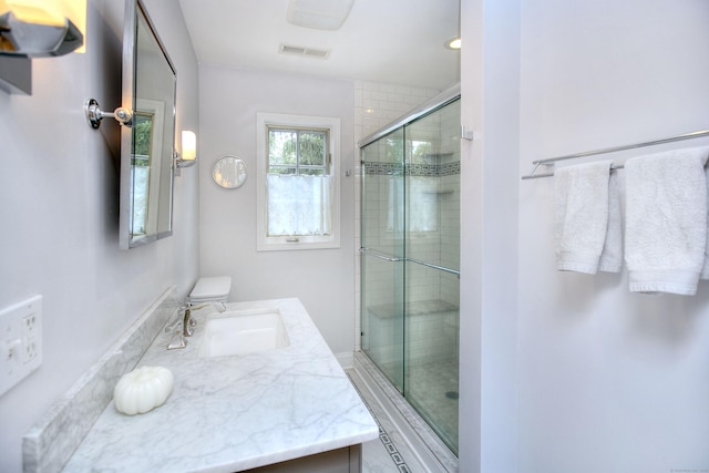1221 Merritt St, Fairfield, CT 06825 - bathroom featuring vanity and a stall shower