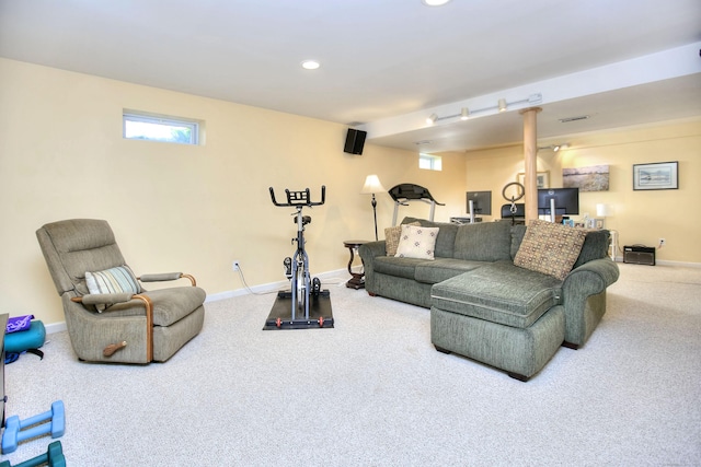 1221 Merritt St, Fairfield, CT 06825 - living area with carpet floors and recessed lighting