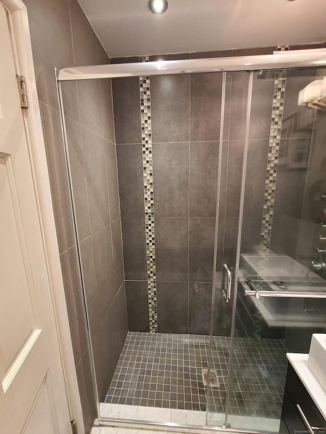 51 Savin Park Unit 51, West Haven, CT 06516 - full bathroom with vanity, a stall shower, and recessed lighting