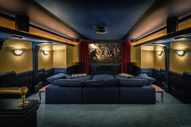 14 Market St, Ridgefield, CT 06877 - carpeted cinema room featuring wainscoting and a decorative wall