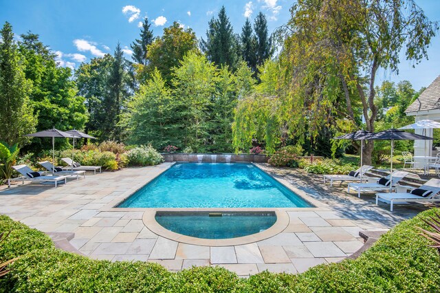 14 Market St, Ridgefield, CT 06877 - swimming pool featuring an in-ground hot tub and a patio area
