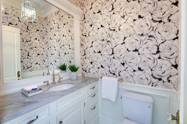 14 Market St, Ridgefield, CT 06877 - bathroom featuring wallpapered walls and vanity