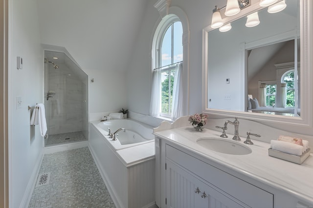 14 Market St, Ridgefield, CT 06877 - bathroom featuring plenty of natural light, a shower stall, vanity, and a whirlpool tub