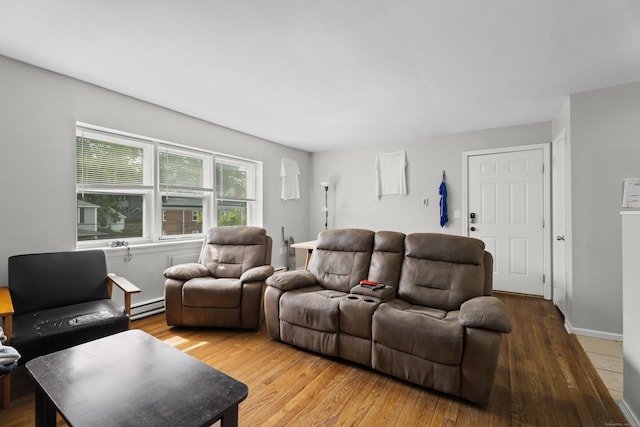 212 Sheffield Ave, New Haven, CT 06511 - living area featuring a baseboard radiator and hardwood / wood-style flooring