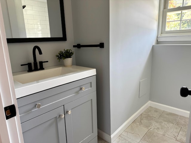 26 Nejako Dr, Middletown, CT 06457 - bathroom with vanity and marble look tile flooring