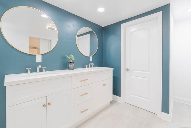 282 Montgomery Rd, Westfield, MA 01085 - full bathroom featuring double vanity, recessed lighting, and tile patterned flooring