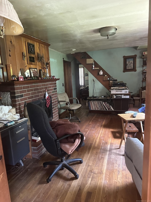 5 Obtuse Rocks Rd, Brookfield, CT 06804 - office area with wood-type flooring and a fireplace