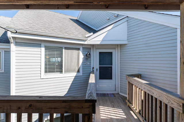 5 Mansfield Grove Rd Apt 341, East Haven, CT 06512 - view of exterior entry with roof with shingles and a wooden deck