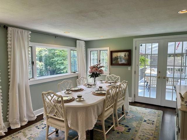 35 Rayfield Rd, Westport, CT 06880 - dining space with french doors, dark wood-style floors, and recessed lighting