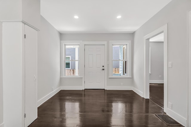 222 Wakelee Ave, Ansonia, CT 06401 - foyer featuring plenty of natural light, wood finished floors, and recessed lighting