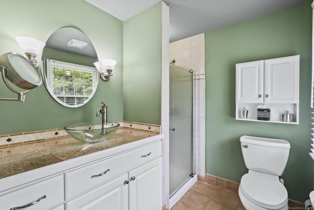 4 Adams Rd, Simsbury, CT 06089 - bathroom with a shower stall, vanity, and tile patterned floors