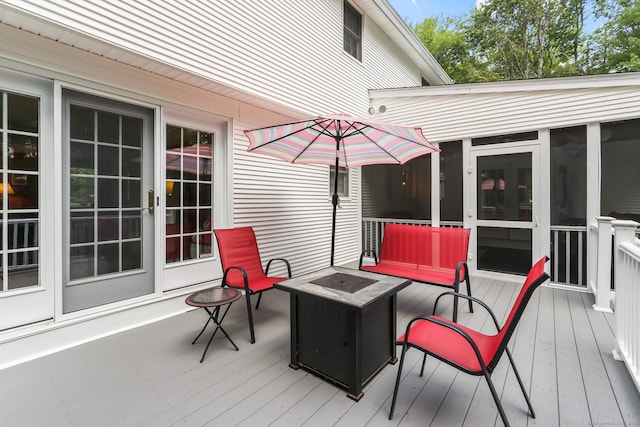 4 Adams Rd, Simsbury, CT 06089 - wooden deck with a sunroom