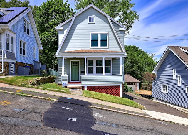 21 Orange Ter, West Haven, CT 06516 - colonial inspired home with a gambrel roof, an outbuilding, and a porch