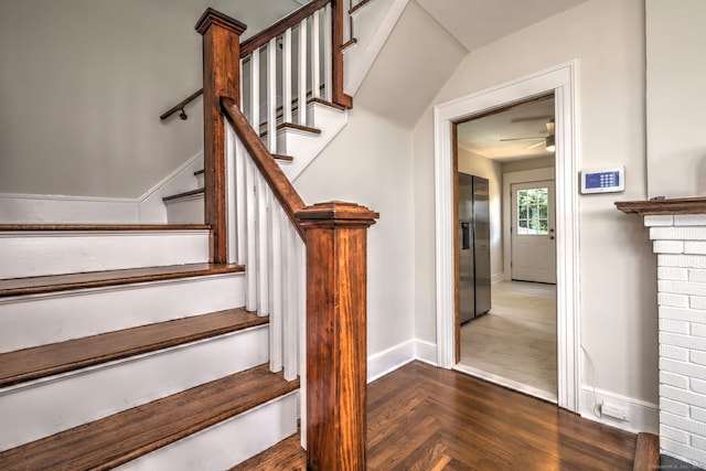 21 Orange Ter, West Haven, CT 06516 - stairs featuring a ceiling fan and baseboards