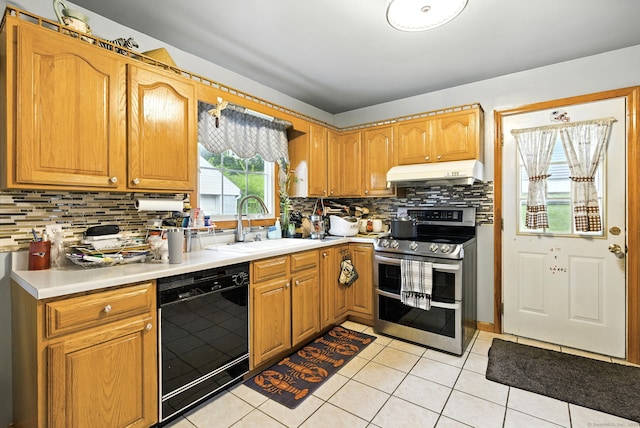 6 Topstone Dr, Danbury, CT 06810 - kitchen with double oven range, dishwasher, under cabinet range hood, backsplash, and light countertops