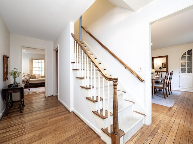51 Powderhorn Dr, Ridgefield, CT 06877 - staircase featuring hardwood / wood-style floors and baseboards