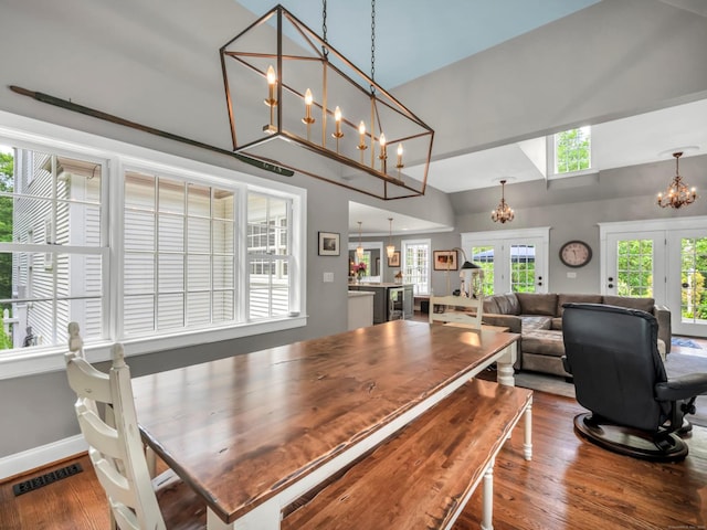 14 Ely Ln, Killingworth, CT 06419 - dining space with french doors, a chandelier, and wood finished floors