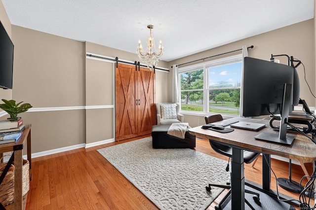 215 Georgetown Dr, Glastonbury, CT 06033 - office with light wood finished floors, a chandelier, and a barn door