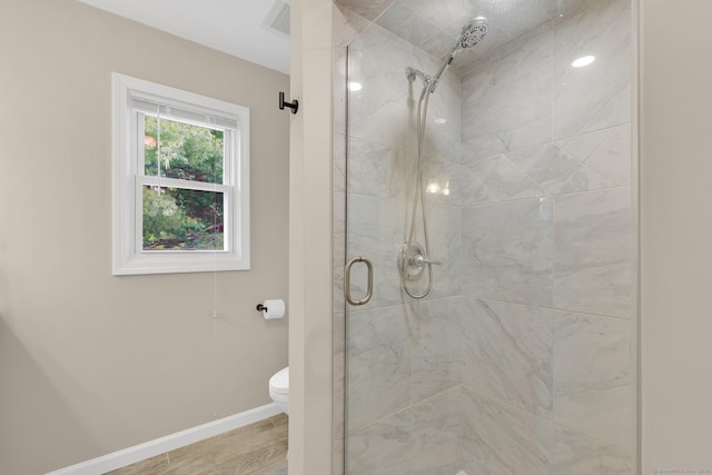 215 Georgetown Dr, Glastonbury, CT 06033 - full bathroom featuring a stall shower and wood finished floors