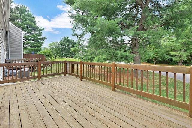 215 Georgetown Dr, Glastonbury, CT 06033 - wooden terrace with view of wooded area