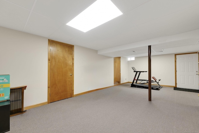 215 Georgetown Dr, Glastonbury, CT 06033 - finished below grade area featuring carpet flooring and a paneled ceiling