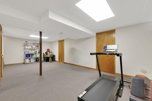 215 Georgetown Dr, Glastonbury, CT 06033 - exercise area with carpet flooring and a paneled ceiling