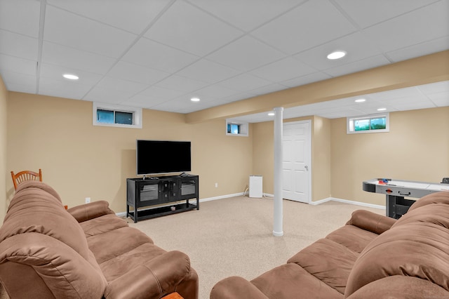 288 Pine Ln, Wethersfield, CT 06109 - carpeted living area with a drop ceiling and recessed lighting