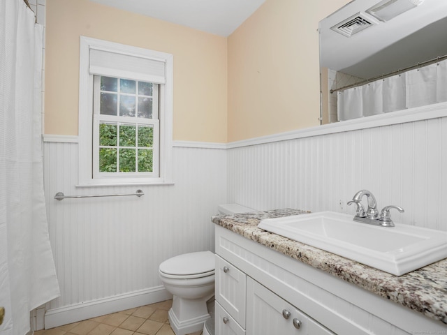 119 Deforest Rd, Wilton, CT 06897 - full bath with vanity, wainscoting, tile patterned floors, and a shower with curtain