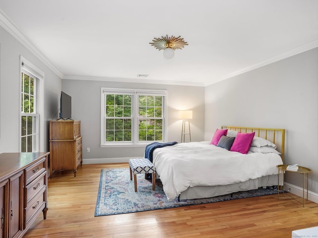 119 Deforest Rd, Wilton, CT 06897 - bedroom with light wood-style flooring and crown molding