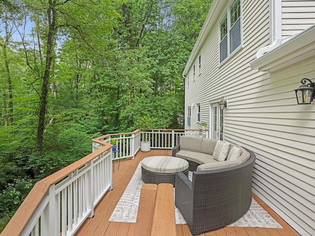 119 Deforest Rd, Wilton, CT 06897 - wooden deck with an outdoor living space