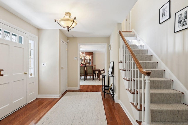 172 Mimosa Cir, Ridgefield, CT 06877 - entrance foyer featuring dark wood-type flooring and stairs