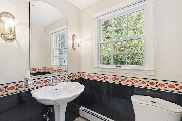 172 Mimosa Cir, Ridgefield, CT 06877 - bathroom featuring tile walls, healthy amount of natural light, and wainscoting