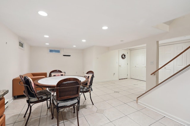172 Mimosa Cir, Ridgefield, CT 06877 - dining room featuring recessed lighting, stairs, and light tile patterned floors