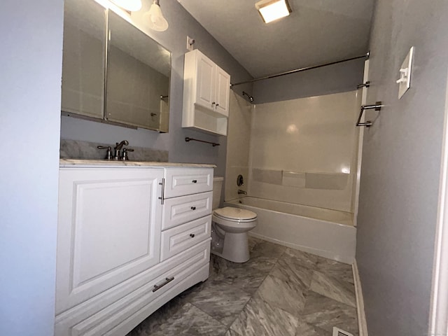 58 E Gate Ln Unit 58, Hamden, CT 06514 - bathroom featuring marble look tile flooring, shower / bathtub combination, and vanity