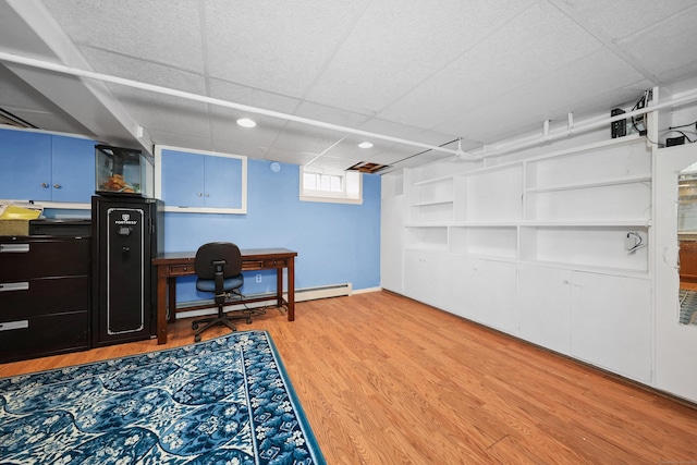 229 Hauser St, Waterbury, CT 06704 - office area featuring light wood-style floors, a paneled ceiling, and recessed lighting